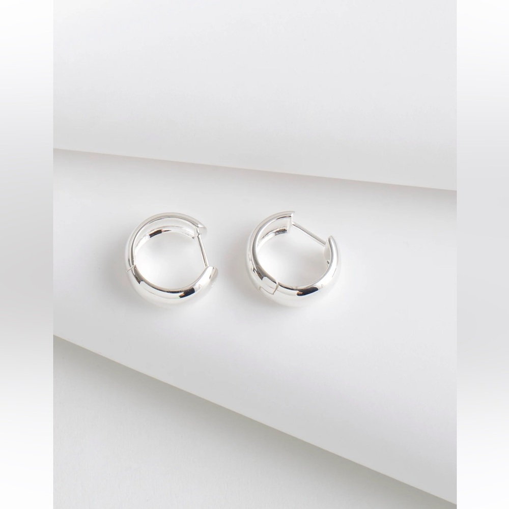 NWT Madewell Demi-Fine Chunky Small Hoop Earrings, Sterling Silver